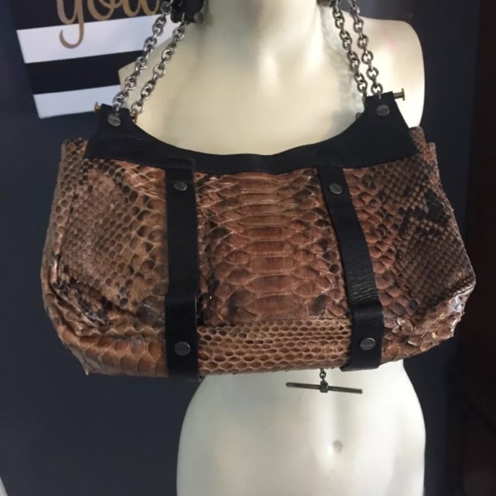 $1495 Lanvin Python Snake Brn Blk Industrial 90s - image 6